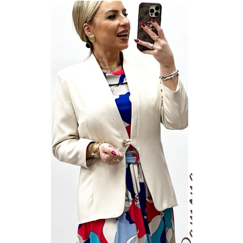 (veľ. 40 a 42) Sako na jeden gombík krémové 62789532