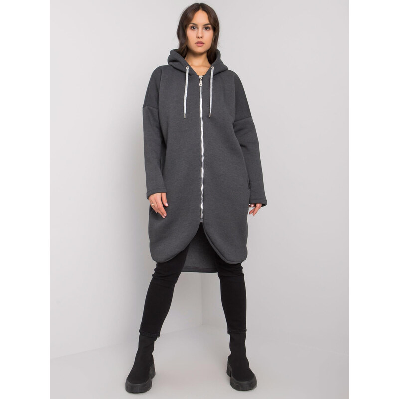 RELEVANCE Tmavo sivá dámska dlhá mikina na zips RV-BL-5775.17X-grafit 57951019