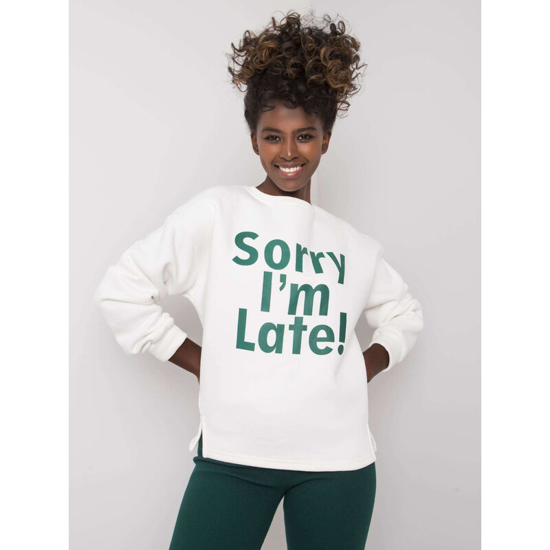 BASIC Smotanová dámska mikina s nápisom EM-BL-624.90P-ecru 25901715