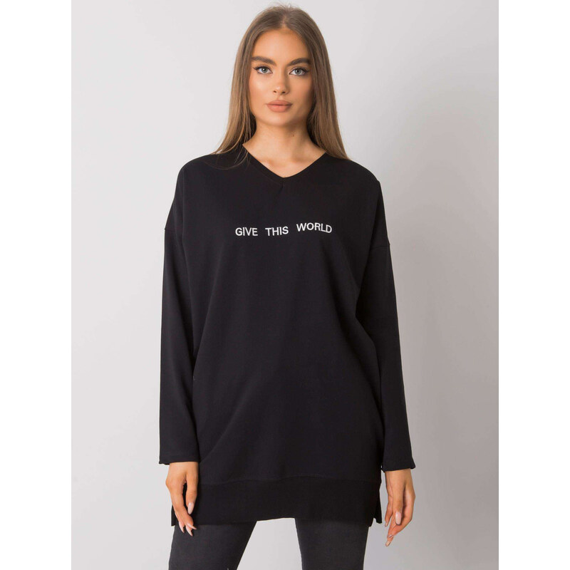 RUE PARIS Čierna dámska tunika s nápisom RV-TU-7201.43P-black 57948425