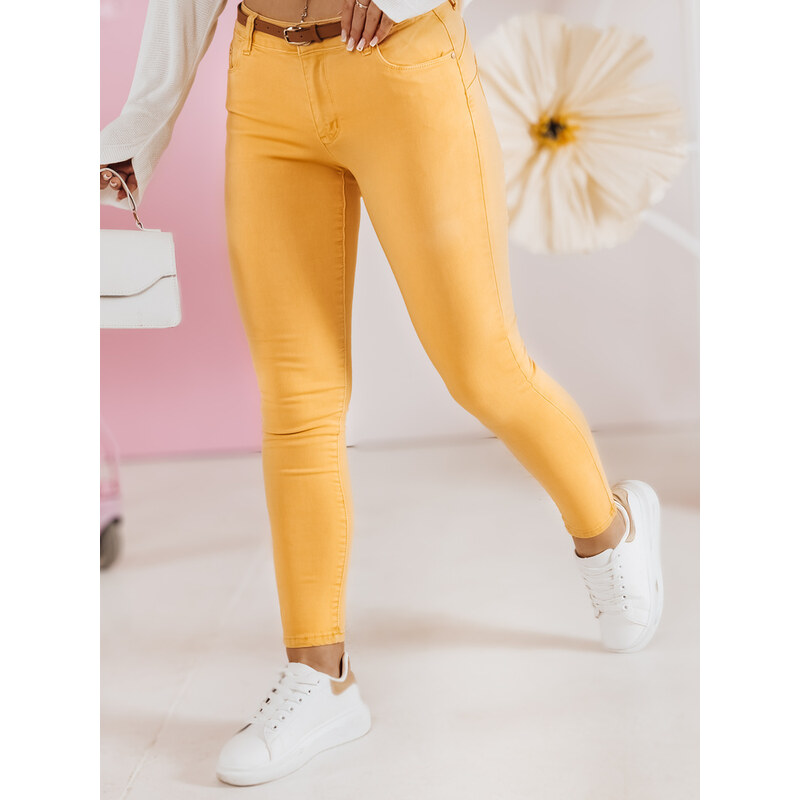 DStreet Dámske žlté rifle CLARET s opaskom 64680126