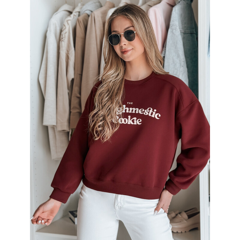 DStreet Dámska oversize mikina COOKIES bordová 64790811