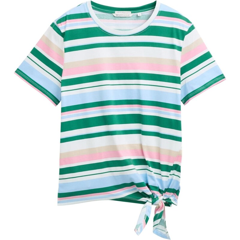 TOM TAILOR DENIM Tričko svetlomodrá / tmavozelená / ružová / biela 62761341