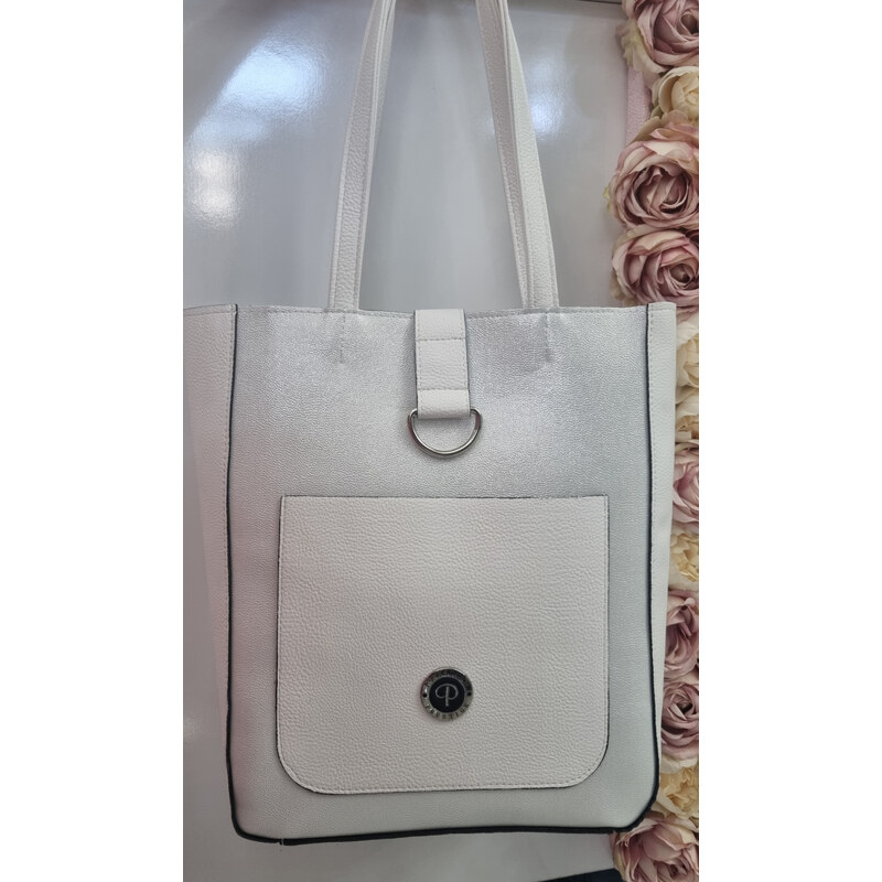 E-shop Katrins Fashion Bielo-strieborná kabelka na plece Prestige