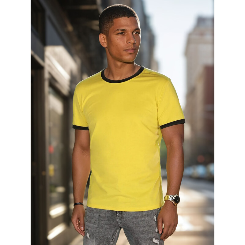DStreet Žlté pánske tričko basic 64680817