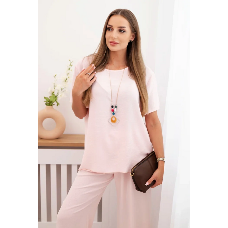 Dámsky komplet s voľnou blúzkou a širokými nohavicami fango 63762491