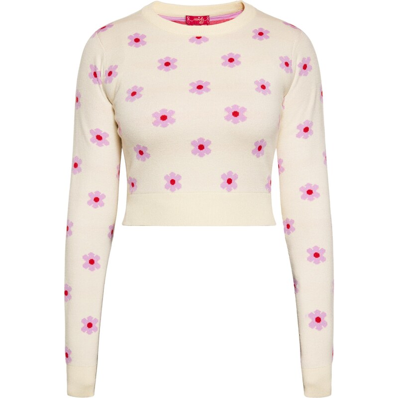 swirly Sveter krémová / levanduľová / červená 65871437