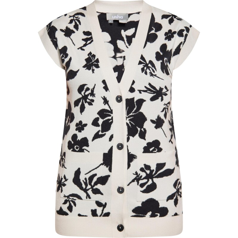 Usha Pletená vesta čierna / biela ako vlna 65872149