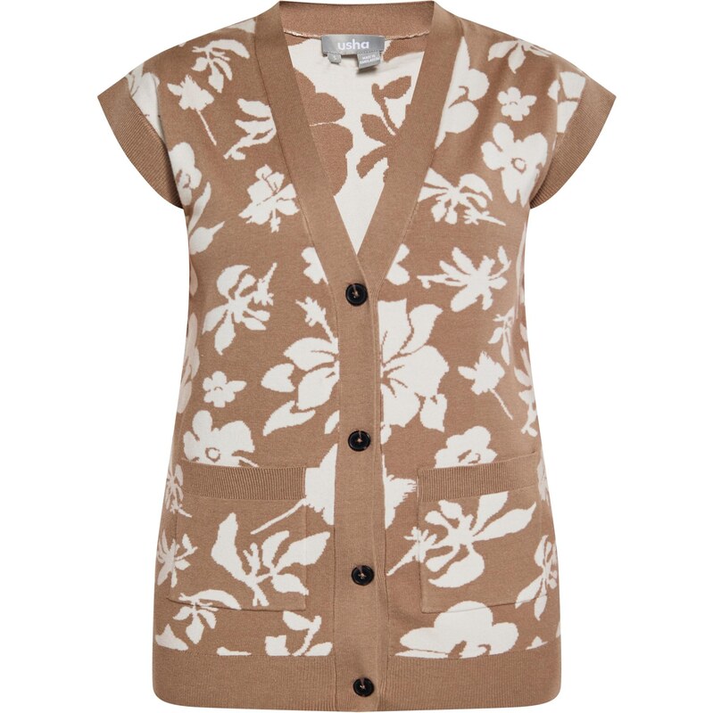 Usha Pletená vesta hnedá / biela ako vlna 65872146