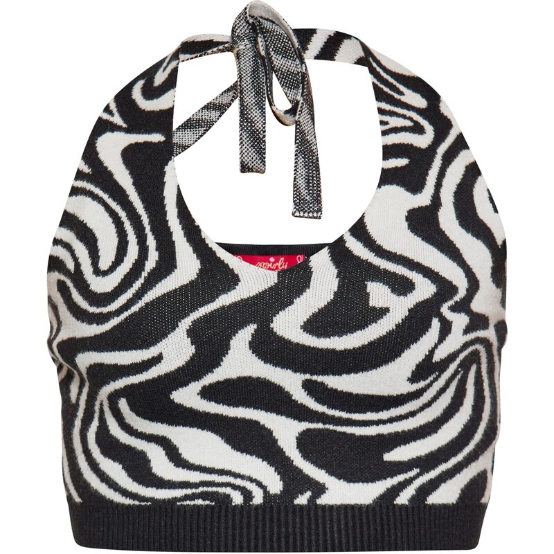 swirly Vyšívaný top čierna / biela 65872267