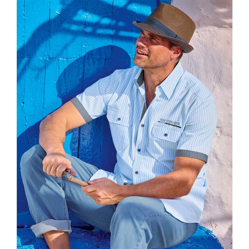 Prúžkovaná popelínová košeľa Paros Atlas For Men Pruhovaná 63469978