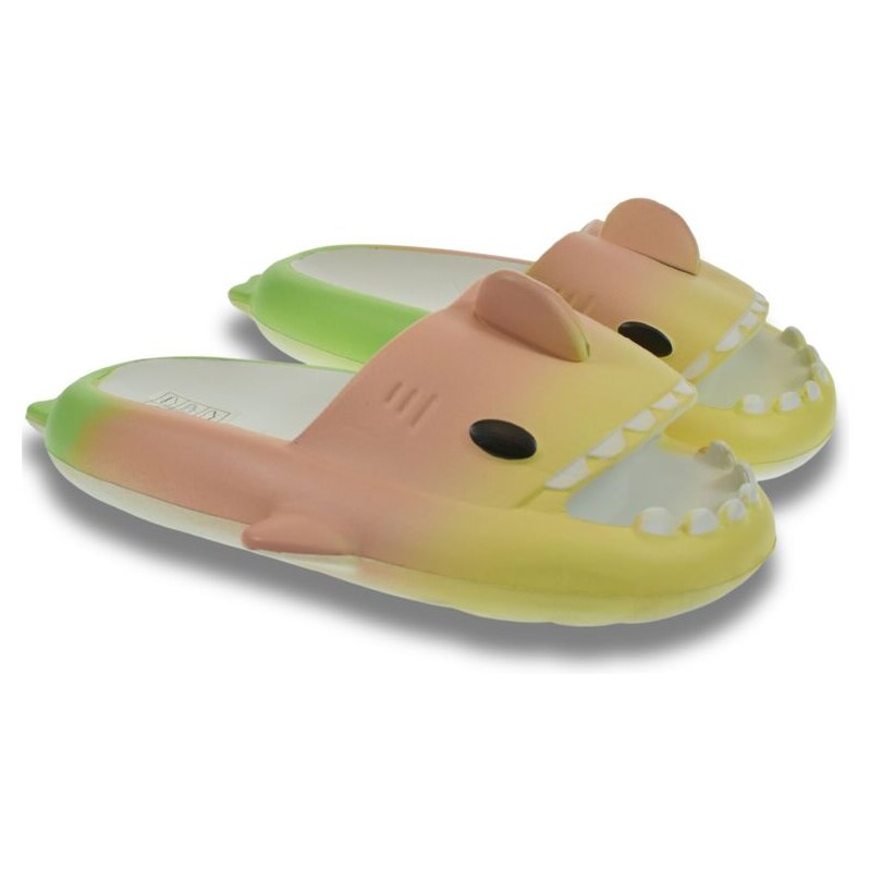 JOHN-C Detské ružovo-žlté šľapky SHARK 63471235