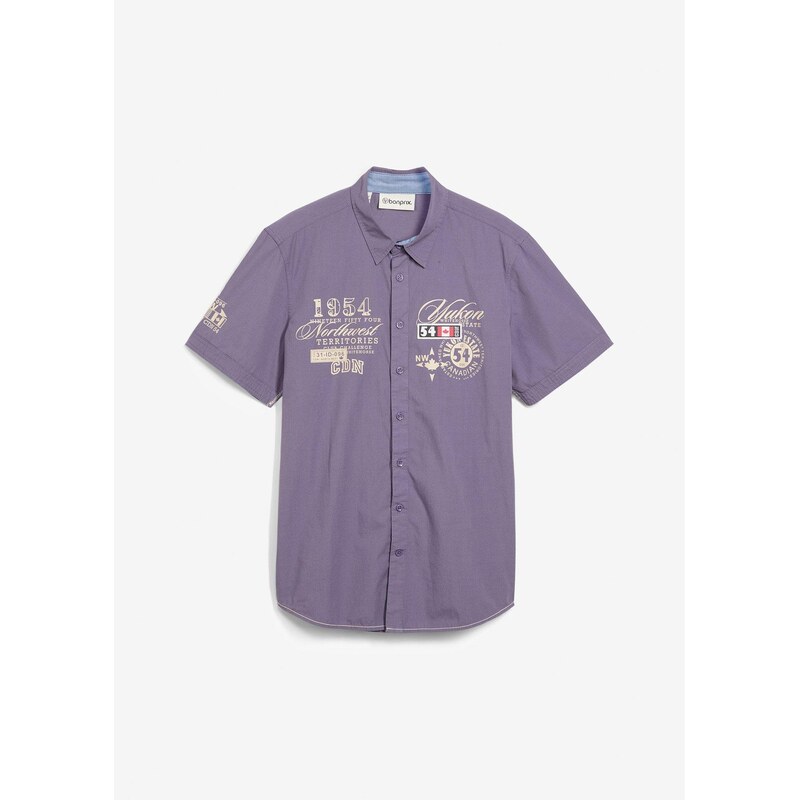 bonprix Košeľa, krátky rukáv, Slim Fit, farba fialová 63477632
