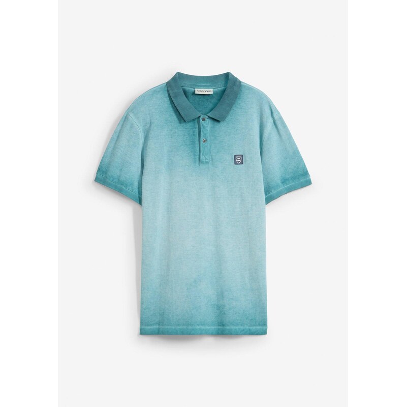 bonprix Polo tričko piké, vypraný vzhľad, krátke rukávy, farba zelená 63477639