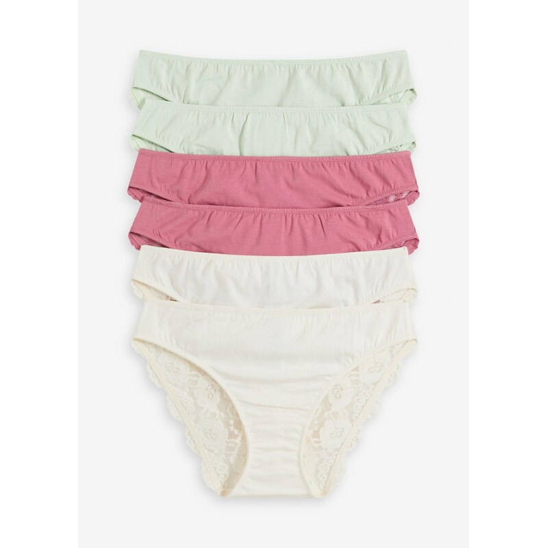 bonprix Nohavičky s čipkou (6 ks), farba biela 63477645