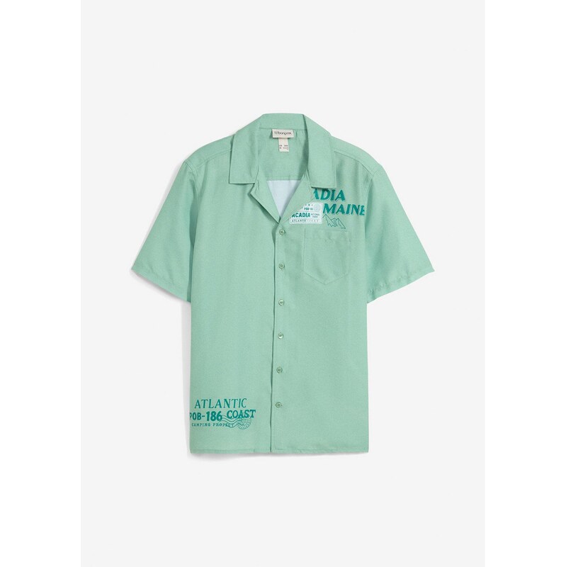 bonprix Košeľa s krátkym rukávom z čistej bavlny, farba zelená 63477670