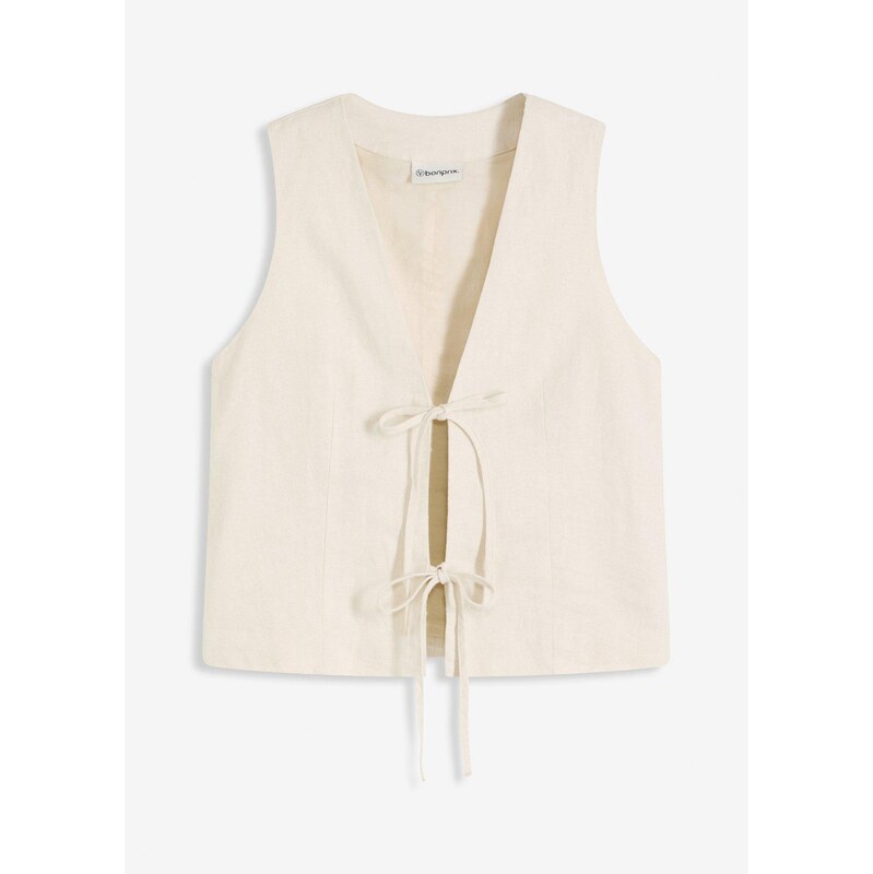 bonprix Vesta s mašľami, farba béžová 63477899