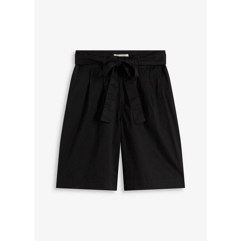 bonprix Twillové šortky s opaskom na zaviazanie, farba čierna 63477910