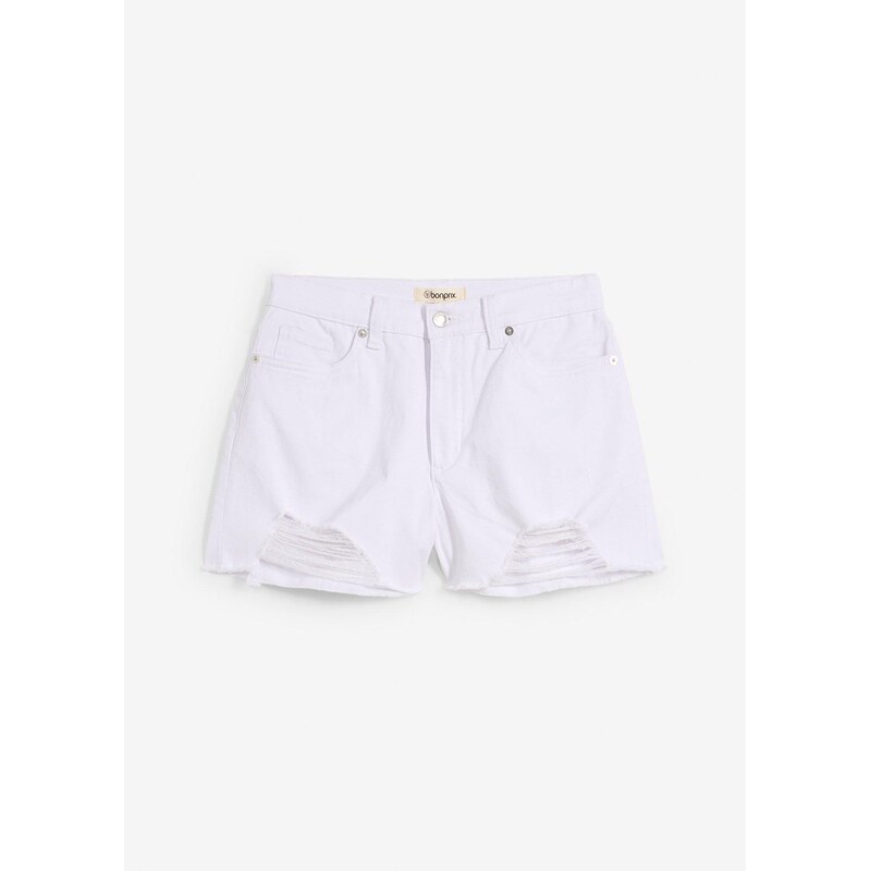 bonprix Šortky s vysokým pásom, z twillu, farba biela 63477936