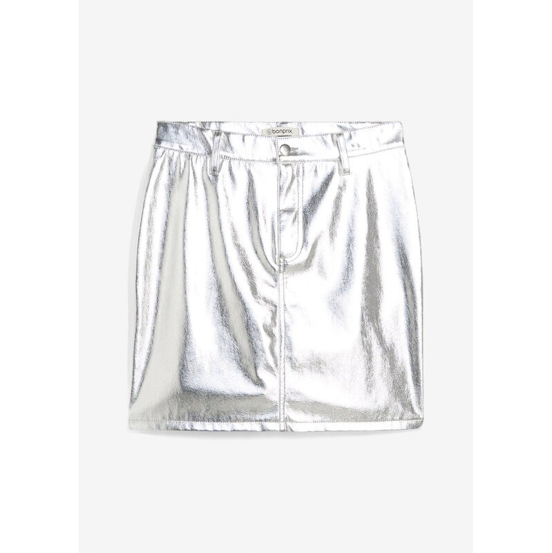 bonprix Mini sukňa v metalízovom vzhľade, farba strieborná 63477940
