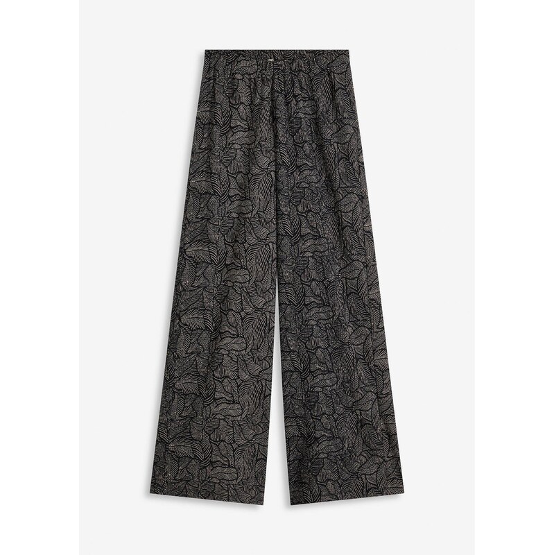 bonprix Džersejové nohavice zo štruktúrovaného krepu, farba čierna 63478008