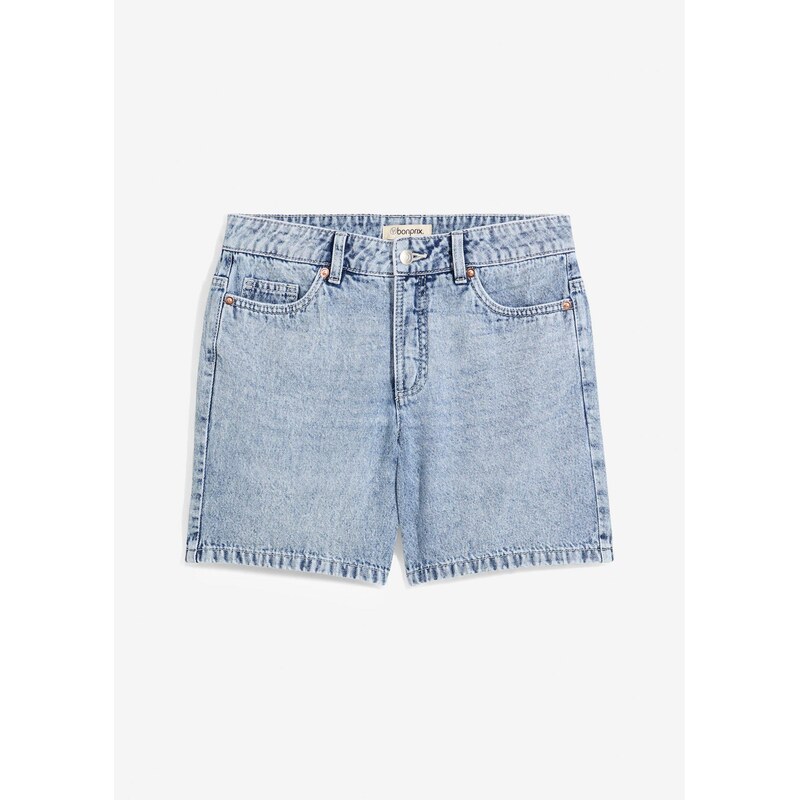 bonprix Džínsové bermudy, stredná výška pásu, farba modrá 63478029