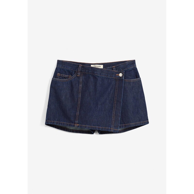 bonprix Džínsová nohavicová sukňa, Mid Waist, farba modrá 63478033