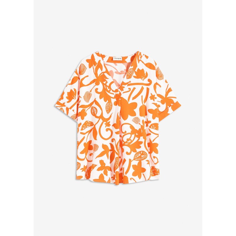 bonprix Tuniková blúzka s potlačou, z padavej viskózy, farba biela 63478118