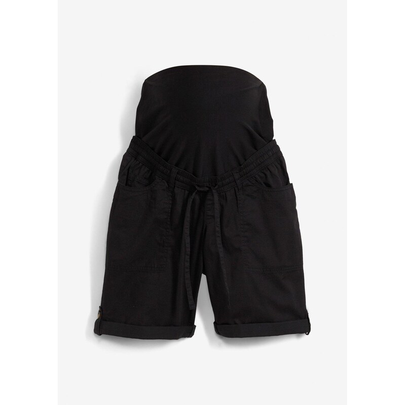 bonprix Materské bermudy a šortky, 2v1, na vyhrnutie, farba čierna 63478121