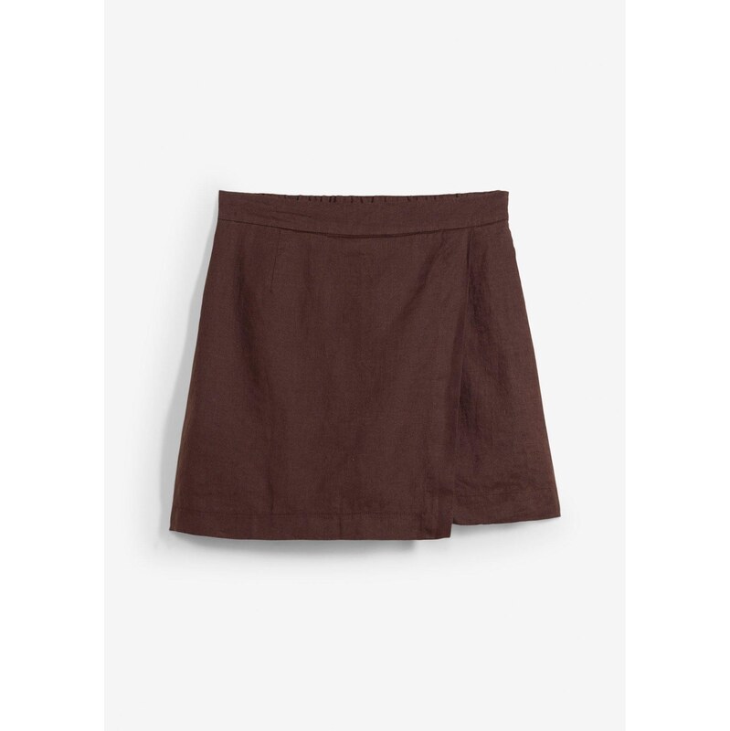 bonprix Šortková sukňa z čistého plátna, farba hnedá 63478141