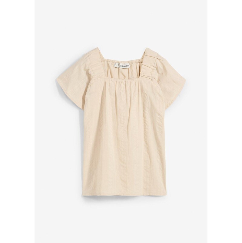 bonprix Tuniková blúzka z bavlneného krepu, farba béžová 63478163