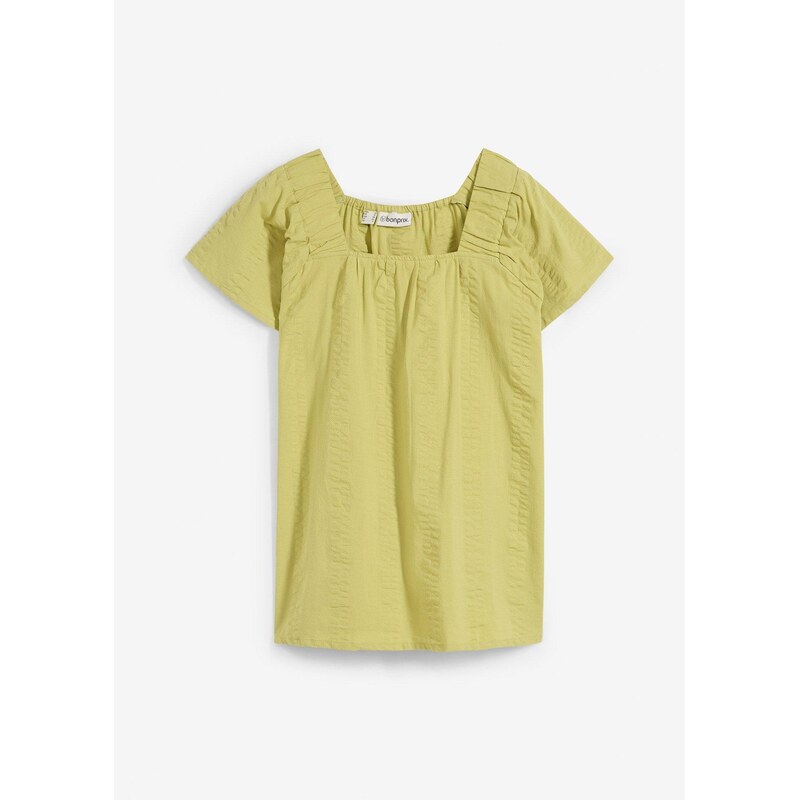 bonprix Tuniková blúzka z bavlneného krepu, farba zelená 63478164