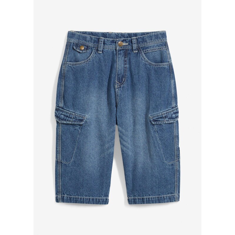 bonprix Džínsové bermudy z čistej bavlny, Loose Fit, farba modrá 63478206