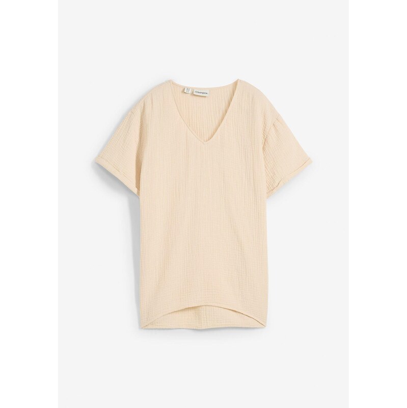 bonprix Tunika z jemného mušelínu, farba béžová 63570711