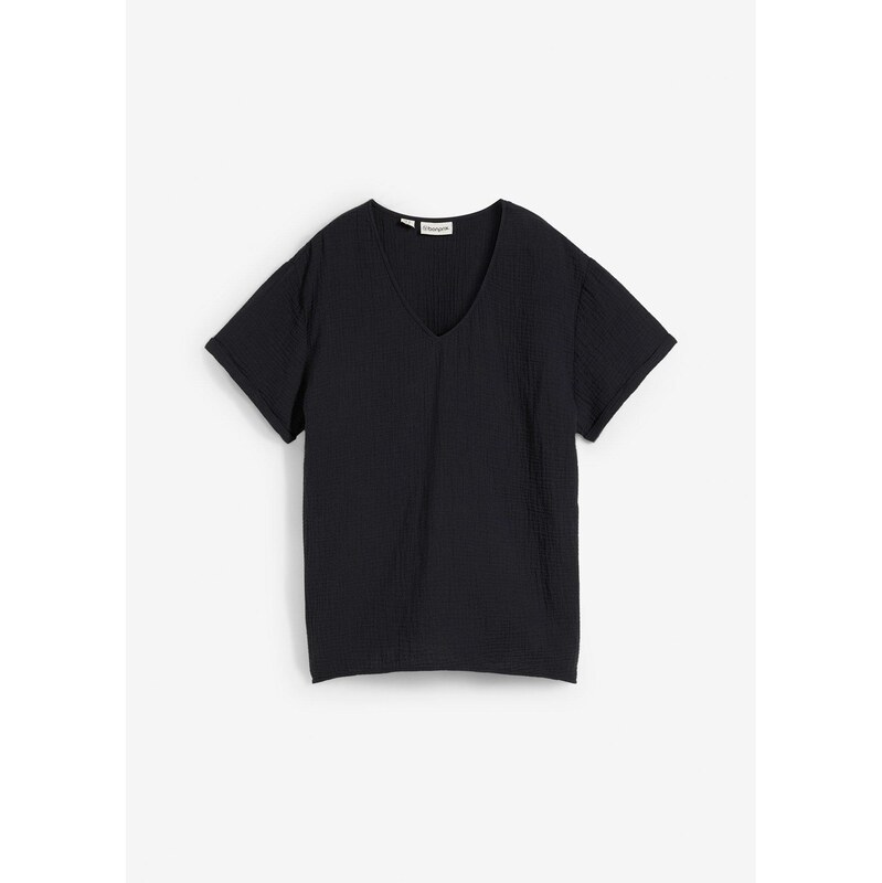 bonprix Tunika Oversize z mušelínu, farba čierna 63800544