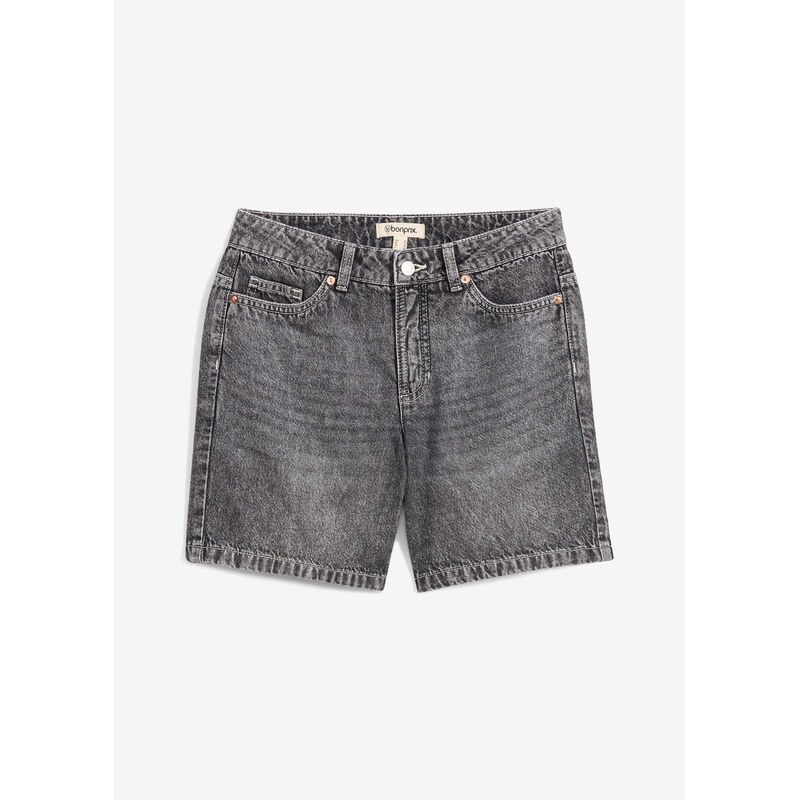 bonprix Džínsové bermudy, stredná výška pásu, farba čierna 63478223