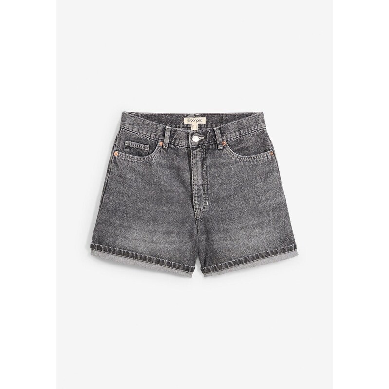bonprix Džínsové šortky, vysoký pás, farba čierna 63478225