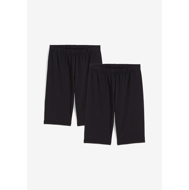 bonprix Elastické šortky z bio bavlneného mixu (2 ks), farba čierna 63478306