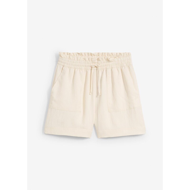 bonprix Šortky paperbag zo viskózového mixu, farba biela 63478389