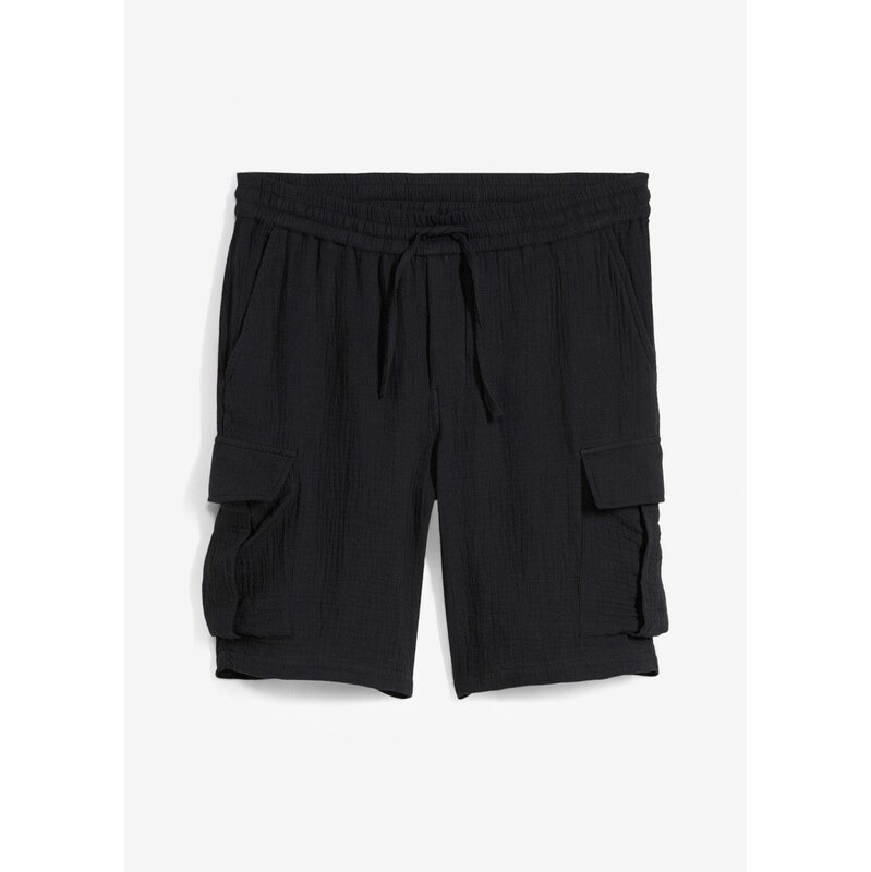 bonprix Bermudy, Regular Fit zo vzdušného mušelínu, farba čierna 63478409