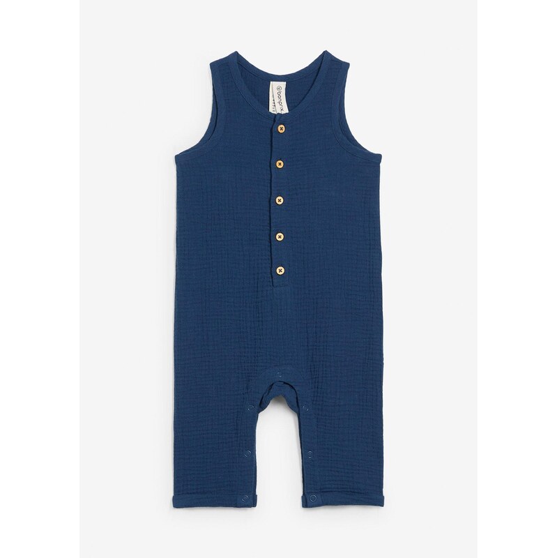 bonprix Mušelínový overal z čistej bavlny, farba modrá 63478413