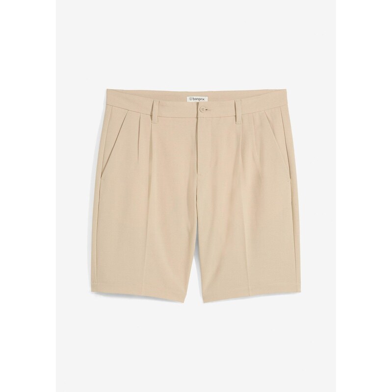 bonprix Chino bermudy so záhybmi, Regular Fit, farba béžová 63478456