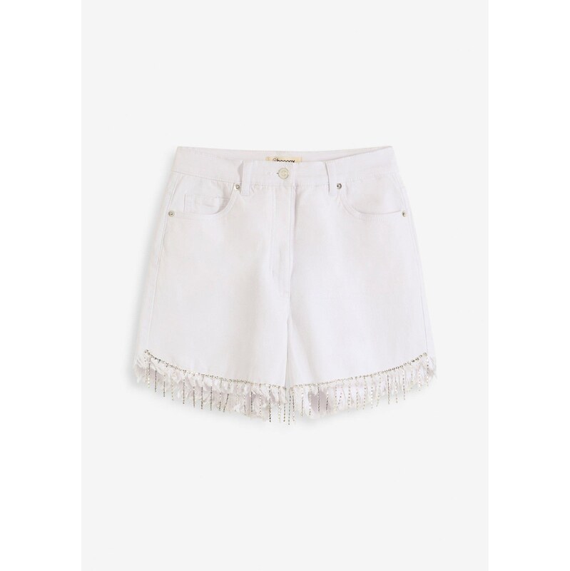 bonprix Šortky s retiazkovým detailom, farba biela 63478490