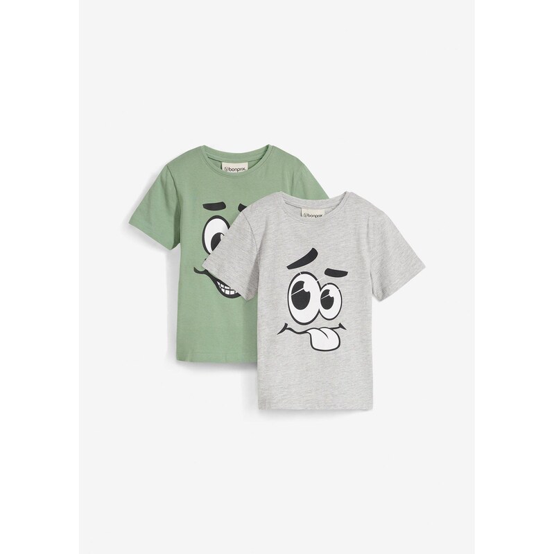 bonprix Tričko, bio bavlna (2 ks v balení), farba šedá 63478569