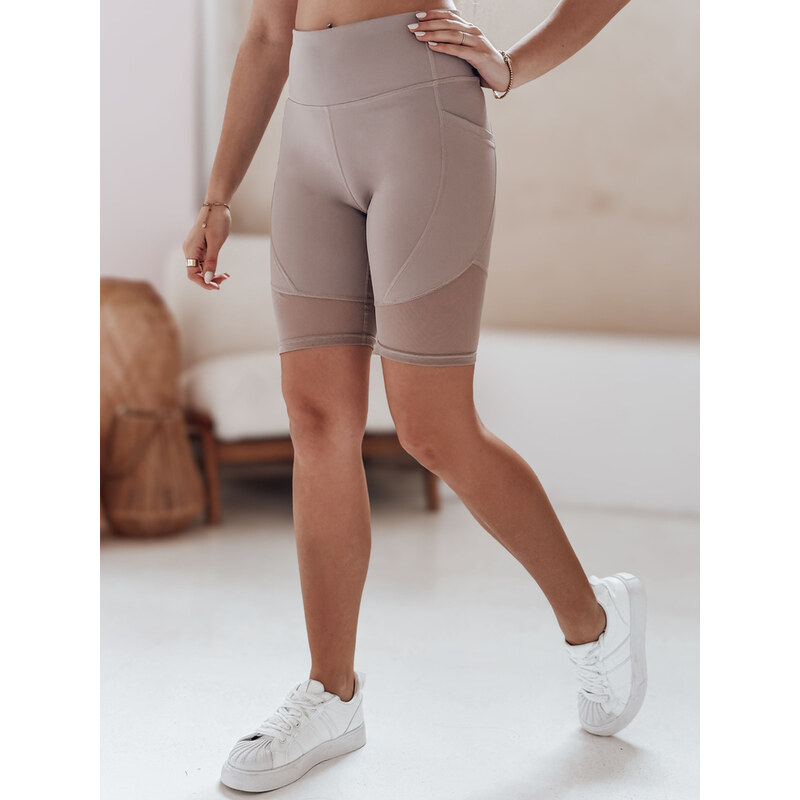 BASIC Béžové dámske biker shorts s vysokým pásom BIKELINE SY0421 63478643