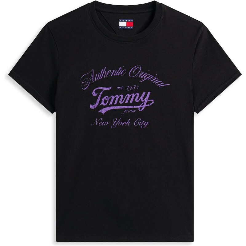 Tommy Jeans Tričko Essential fialová / čierna 63483120