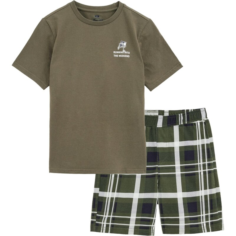 WE Fashion Pyžamo kaki / olivová / čierna / biela 65175406