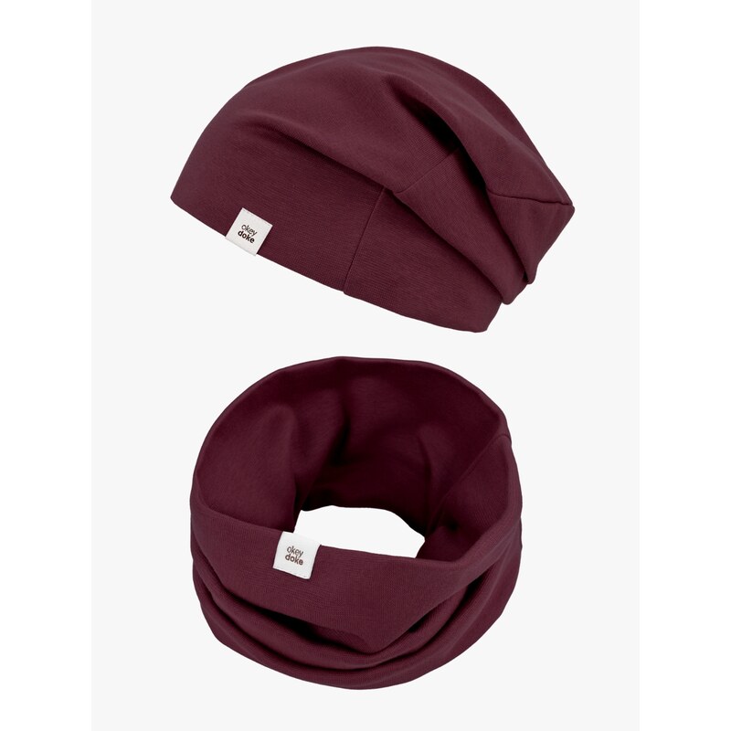 DOKE Set čiapka a nákrčník organic maroon 63488506