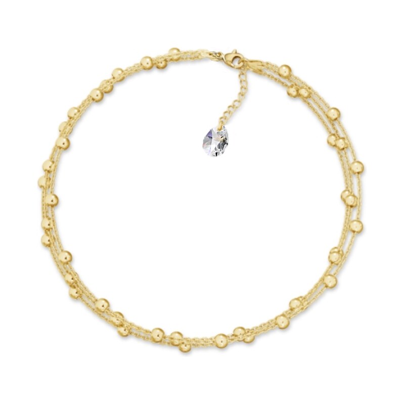 SWAROVSKI Elements Trojradová zlatá retiazka na nohu so slzou 63488522