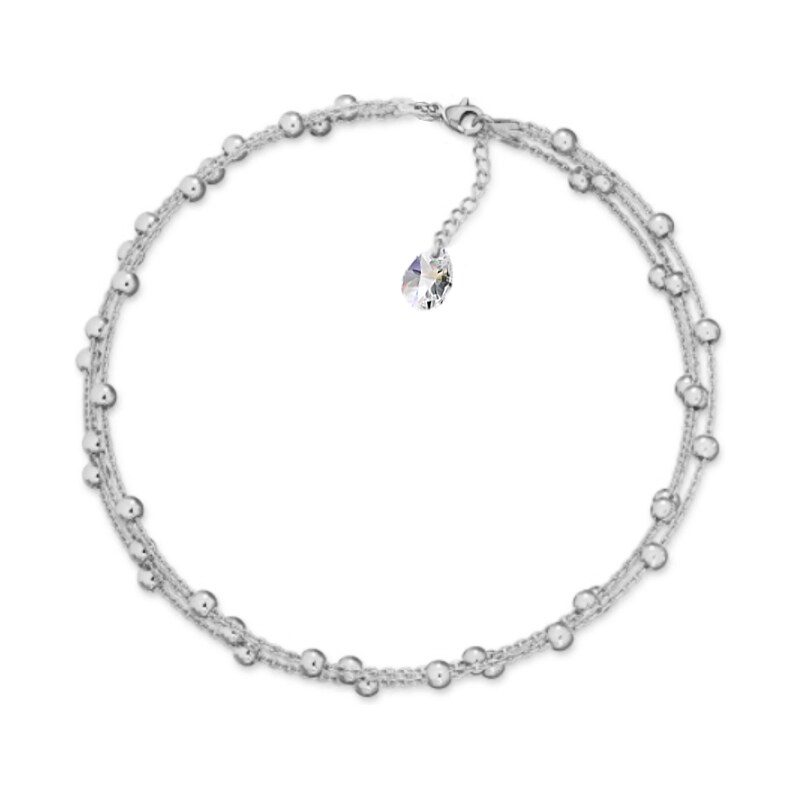 SWAROVSKI Elements Trojradová retiazka na nohu so slzou Swarovski, 63488523